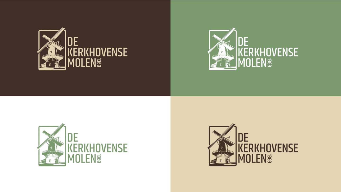 Logo en natuurlijke huisstijlkleuren van De Kerkhovense Molen